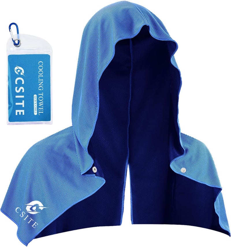 CASITE Cooling Hoodie Towels, Instant Cooling Towels for Neck and Face, UPF 50 Sun Protection, Ice Towel for Hot Weather, Head Towel for Sports, Camping, Cycling & More Activities - Image 1